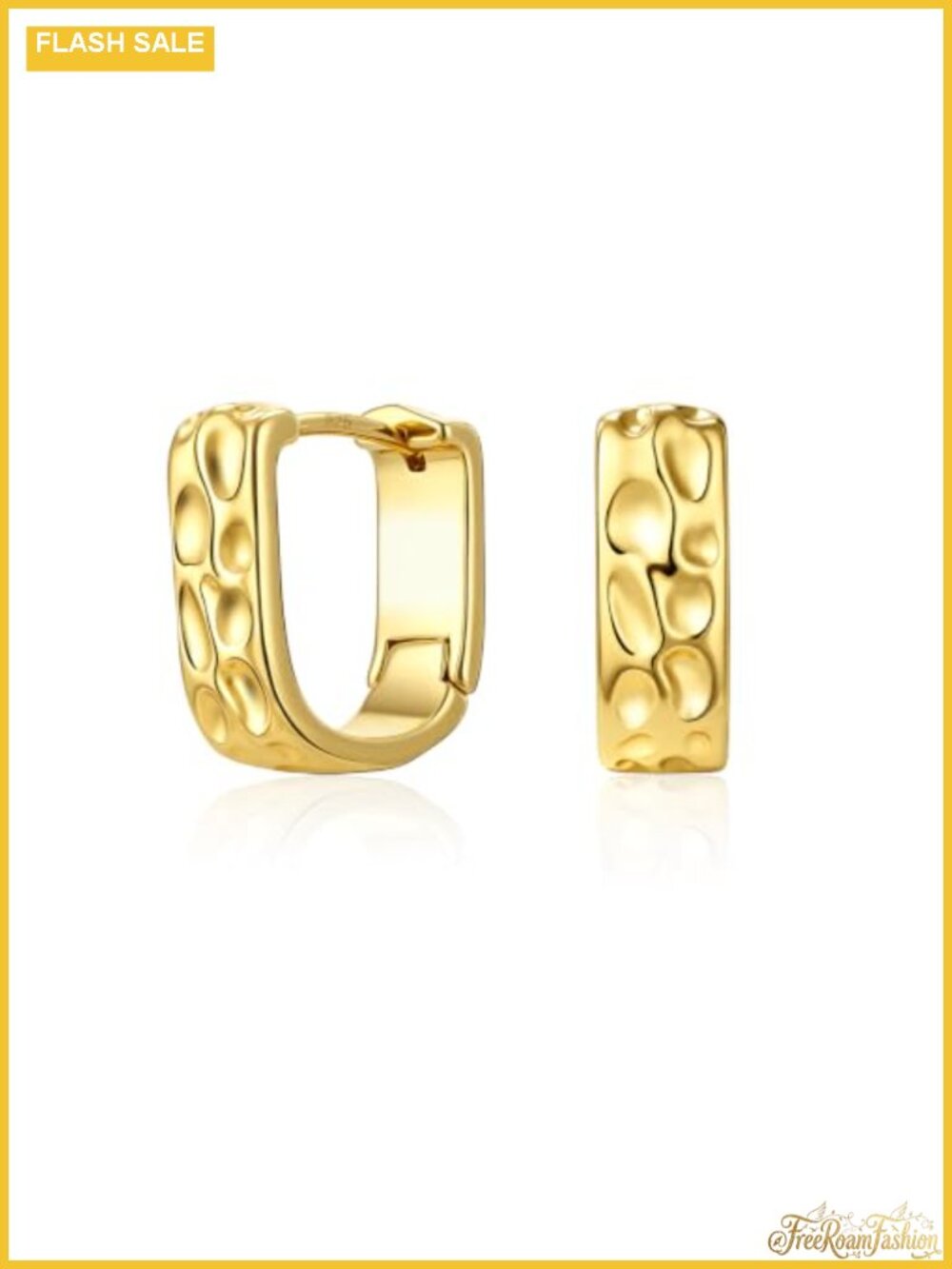 Chunky 925 Sterling Silver Hoop Earrings for Women Huggie Hammered Hoops
